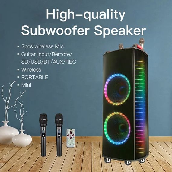 Система акустична портативна XPRO GZJBL100w-1212 зі світломузикою 2 бездротові мікрофони караоке (MER-15689_9244) | Зображення 6