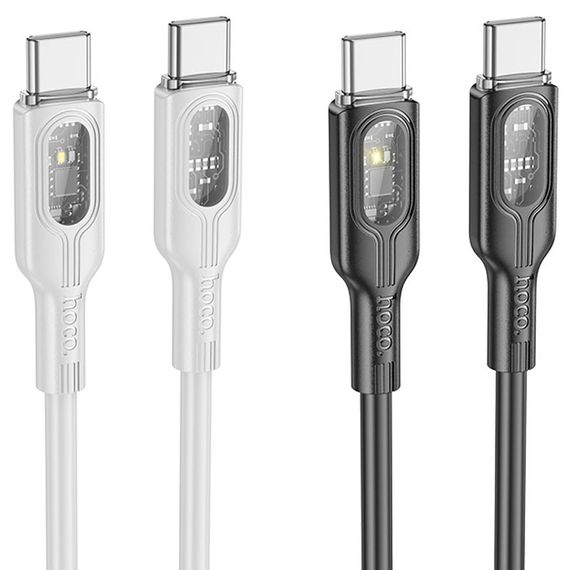 Дата кабель Hoco U120 Transparent explore intelligent power-off PD 60W Type-C to Type-C (1.2m)