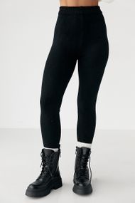 Трикотажні лосини з начосом - чорний цвет, ONE SIZE (є розміри)
