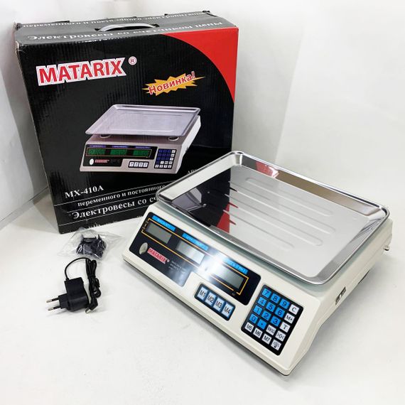 Ваги торговельні MATARIX MX-410A 50 кг електронні з калькулятором 220 В | Зображення 1