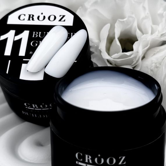 Гель для наращивания ногтей Crooz Builder gel 11 (белый с шиммером) 15мл | Зображення 1