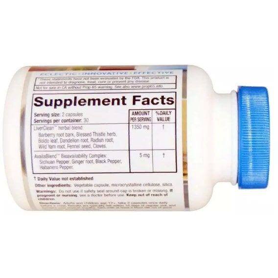 Комплекс для профилактики работы печени RidgeCrest Herbals LiverClean 60 Veg Caps RCH172 | Зображення 1