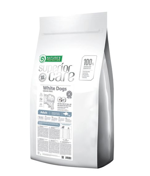 Корм Nature's Protection Superior Care White Dogs Grain Free Adult Small and Mini Breeds сухий для собак малих порід з білим забарвленням вовни 17 кг