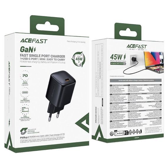 МЗП Acefast A119 PD45W GaN (1USB-C) Black | Зображення 4