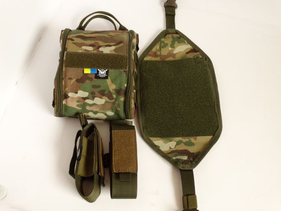 Аптечка тактична військова швидкого знімання Мультикам з двома знімними підсумками для турнікету на MOLLE GEN 4 | Зображення 1