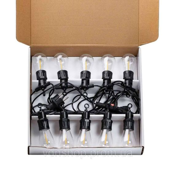 Гірлянда вулична у стилі ретро світлодіодна жовта S14 на 10 LED ламп завдовжки 5 метрів S14Y | Зображення 9