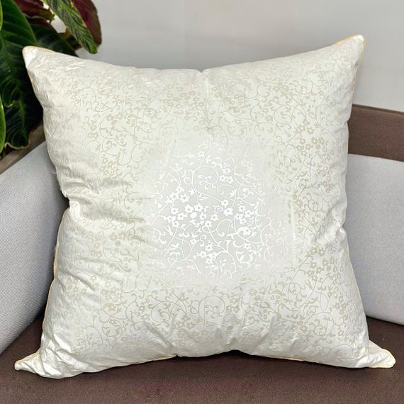 Подушка Лебяжка-золотим Кантом ТМ LeLIT "Bright crystal", Перкаль, Біла, 70/70