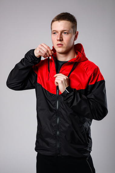 Ветровка косая красно-черный L | Зображення 1