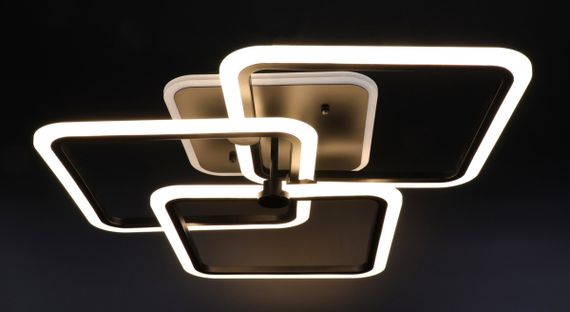 Люстра світлодіодна стельова LED світильник для квартири на стелю лед з пультом 25764 Чорний 14х55х55 см. | Зображення 2