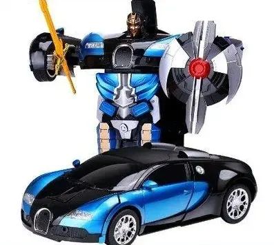 Машинка Трансформер Bugatti Size 18 см Robot Car синя з пультом | Зображення 2