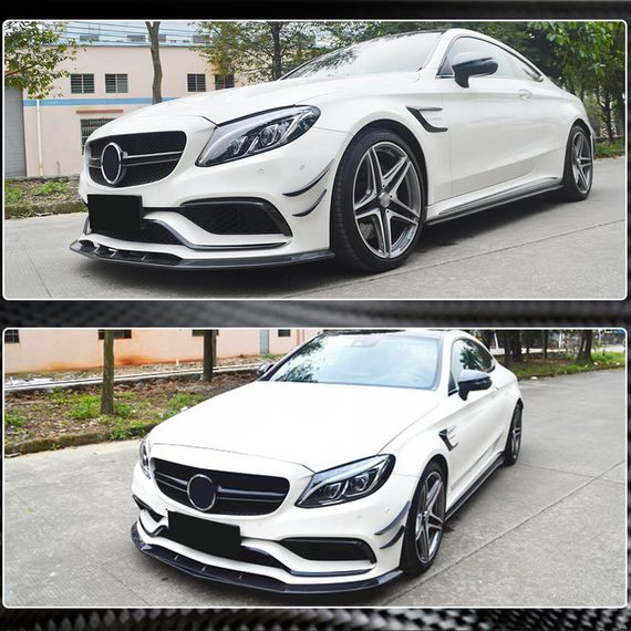 Накладка на передній бампер Lip V1 (для SD C63 AMG 2015-2019, Карбон) для Mercedes C-сlass W205 рр | Зображення 3