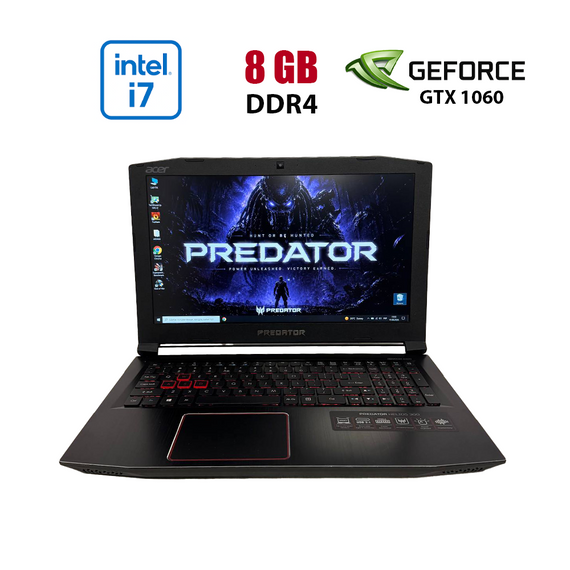 Игровой ноутбук Б-класс Acer Predator Helios 300 G3-571 / 15.6" (1920x1080) IPS / Intel Core i7-7700HQ (4 (8) ядра по 2.8 - 3.8 GHz) / 8 GB DDR4 / 256 GB SSD + 1000 GB HDD / nVidia GeForce GTX 1060, 6 GB GDDR5, 192-bit / WebCam б/у