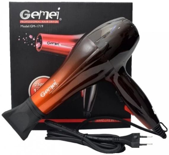 Професійний фен для волосся Gemei GM-1719 2 швидкості 3 режими нагрівання холодного обдування 1800 Вт