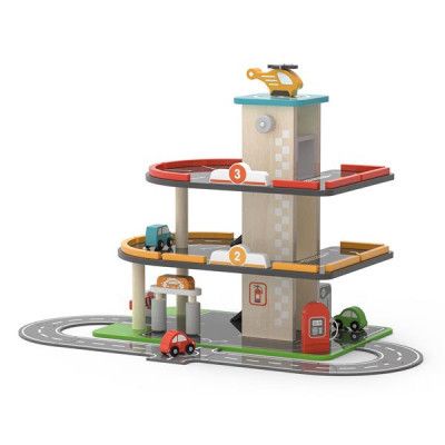 Ігровий набір Viga Toys Дерев&apos;яний паркінг з АЗС (44509)