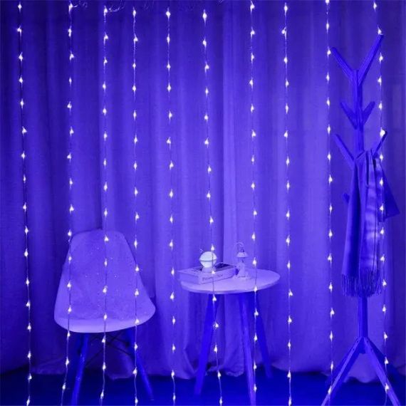 Святкова гірлянда завіса "Штора" на вікно 200LED 3х3м колір Синій USB | Зображення 3