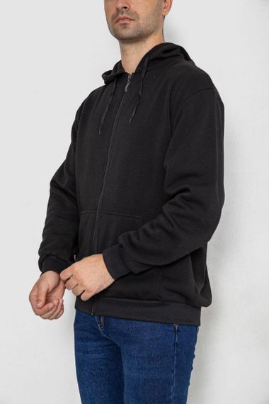 Кофта чоловіча на флісі з капюшоном, колір чорний, 244R2493 | Зображення 2