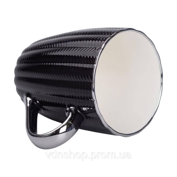 Чашка порцелянова 400 (мл) із сріблястим обідком та ручкою для чаю Чорна RX-N231315B | Зображення 1