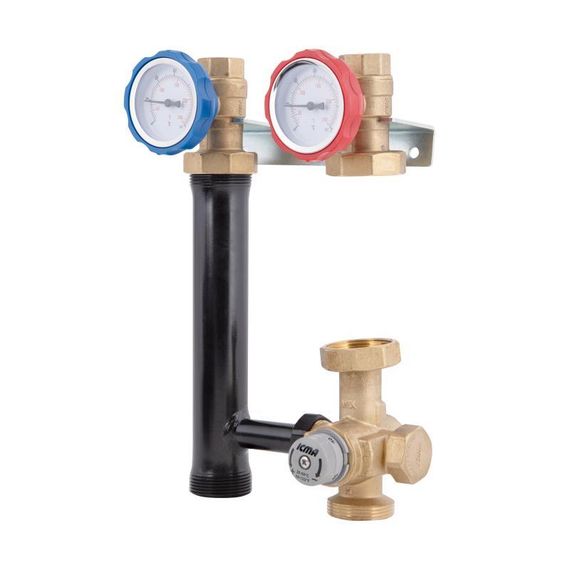 Насосная группа Icma №R004 с ручной регулировкой и термостатическим смесителем правое подключение 1 1/2"x1" 93R004AFD5505SC | Зображення 3