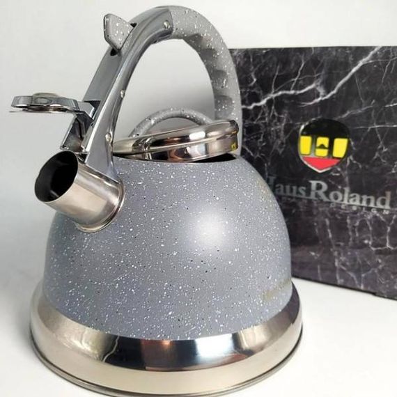 Чайник гранітний зі свистком 3,5л HR 704-5 Haus Roland Сірий