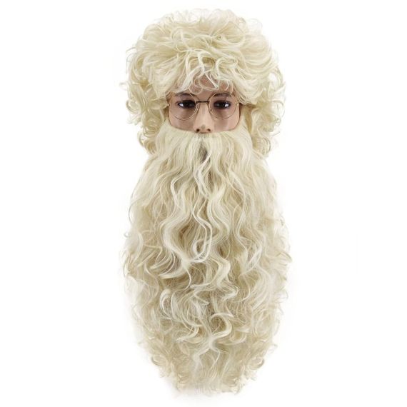 Парик и борода Санта Клауса с бровями, очками, комплект для образа Деда Мороза на Новый год Рождество, косплей | Зображення 2