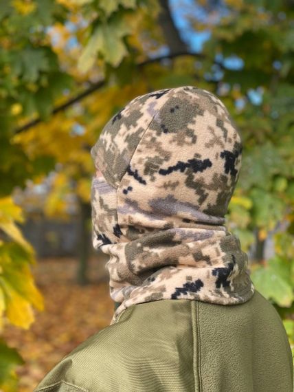 Балаклава мужская тактическая подшлемник  пиксель теплая флисовая шапка под каску | Зображення 7