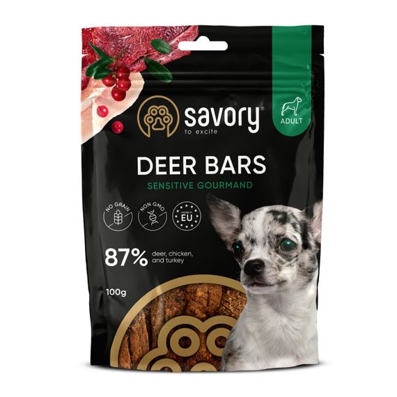 Ласощі для собак з олениною Savory Bars With Venison, 100 гр