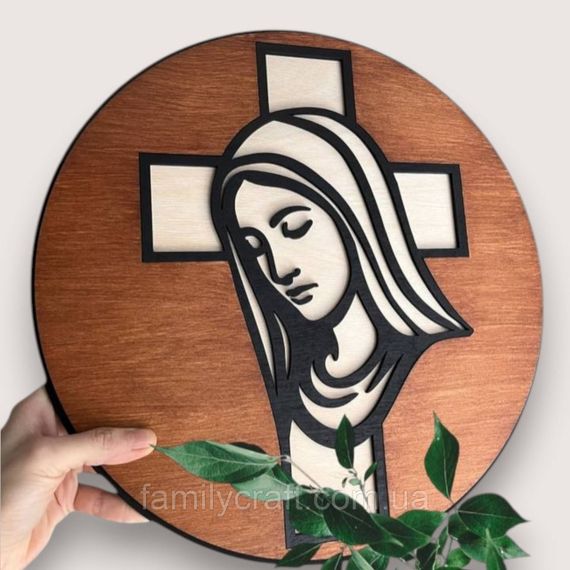 Настінне панно Діва Марія з фанери 35 см – християнський декор на стіну, лазерна різка, релігійна картина | Зображення 2