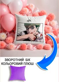 Подушка плюшева Мерч Крафт Дизайн з принтом аніме вбити сталкера бузковий плюш квадратна 33х33 см