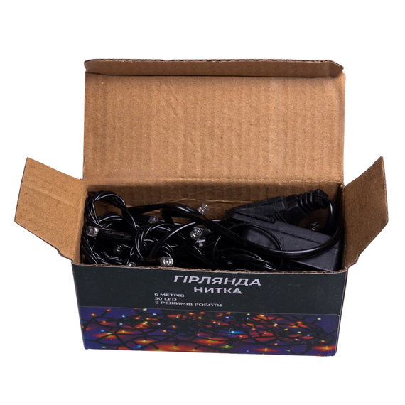Новорічна кімнатна гірлянда нитка 6 м 50 LED чорний провід Білий W50LED6MBW | Зображення 3