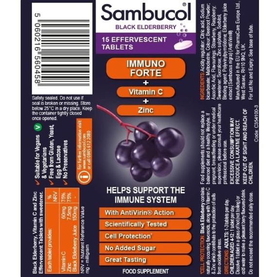 Бузина Sambucol Black Elderberry Immuno Forte 15 effervescent tabs | Зображення 1