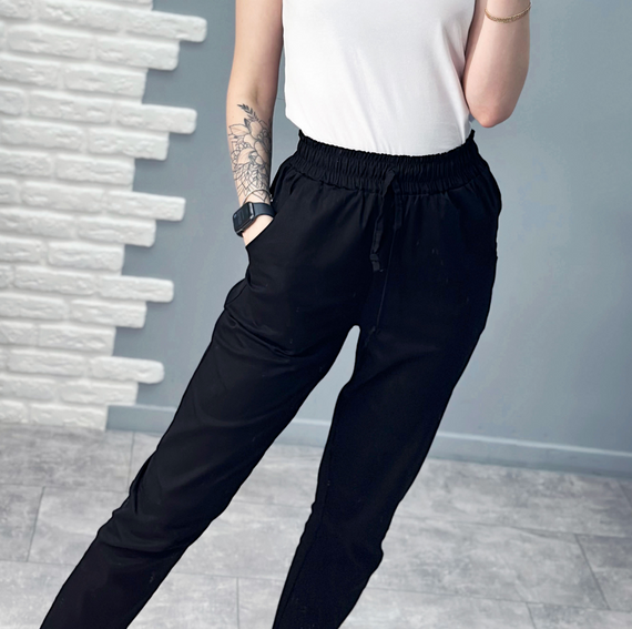 Женские легкие льняные брюки укороченные GF1702 цвет черный, размер 44 | Зображення 2