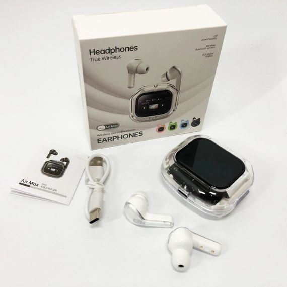 Бездротові вакуумні навушники TWS з дисплеєм LED, вологозахист IPx4 Bluetooth 5.4 з кейсом. Колір: білий | Зображення 5