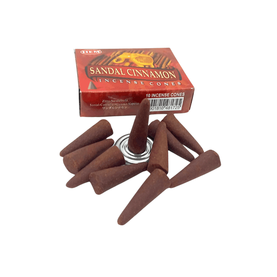 Ароматичні конуси Sandal Cinnamon  Сандал і Кориця 10 шт. в уп. + підставка Hem 8901810481725