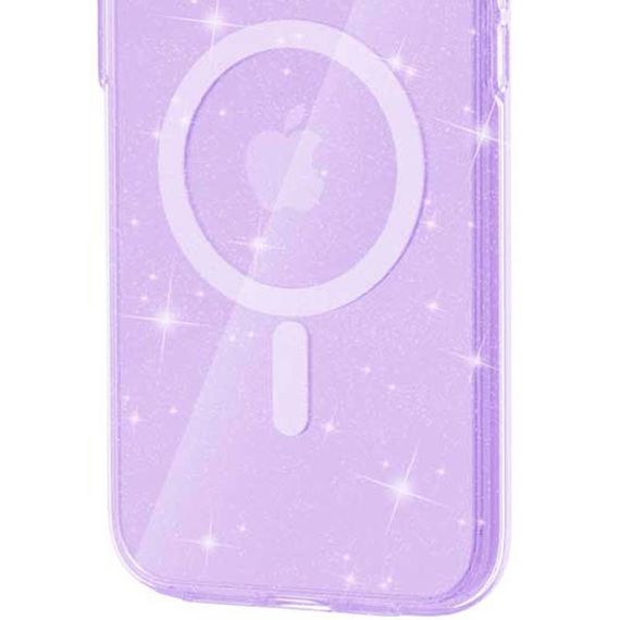 Чехол TPU Galaxy Sparkle (MagFit) для Apple iPhone 16 (6.1") Purple+Glitter | Зображення 3
