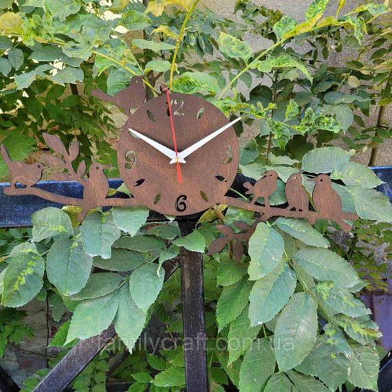 Настінний дерев'яний годинник з фанери Оригінальний годинник з пташками Декор для дому, офісу, подарунок | Зображення 4