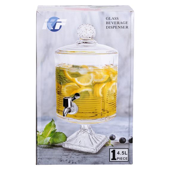 Лимонадниця з краном на підставці скляна 4,5 л прозора HP-19-2 | Зображення 3