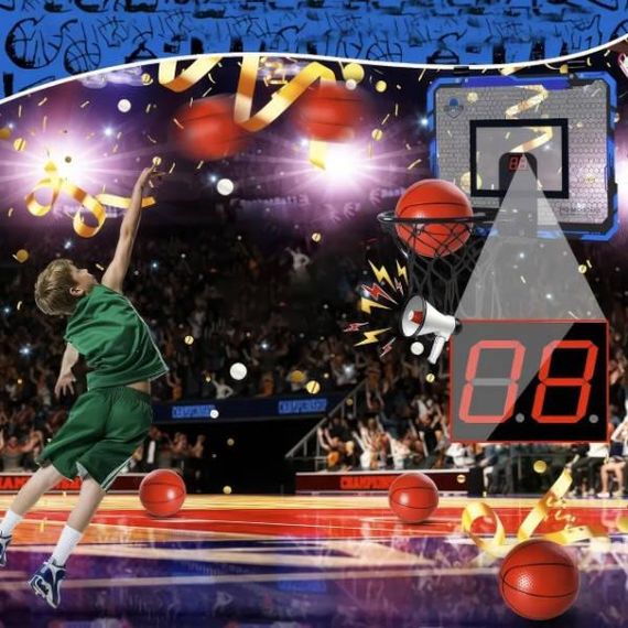 Баскетбольное кольцо с электронным табло подвесное с мячом