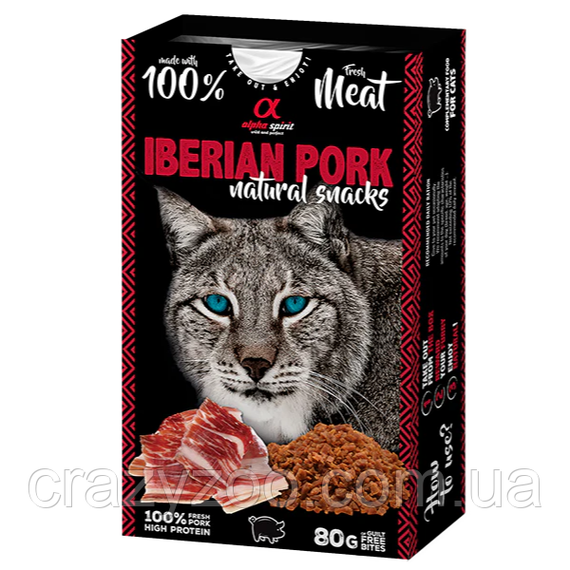 Ласощі для котів Alpha Spirit Iberian Pork Natural Cat із іберійською свининою 80 г ALPHG110000845