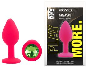Силиконовая анальная пробка EGZO - Silicone Pink Round Plug Green, size S Sex Aura