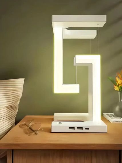 Настільна лампа SHS 2238 світлодіодна з 2*USB та бездротовою зарядкою 10W | Зображення 1