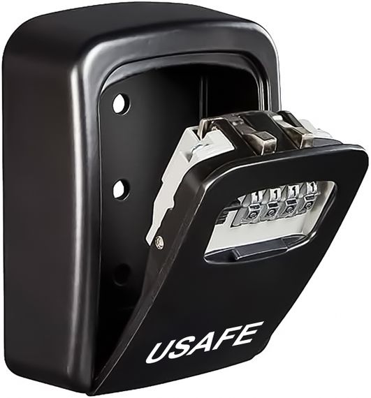Антивандальний зовнішній міні сейф для ключів uSafe KS-04, з кодовим замком, настінний, Чорний (7532) | Зображення 1