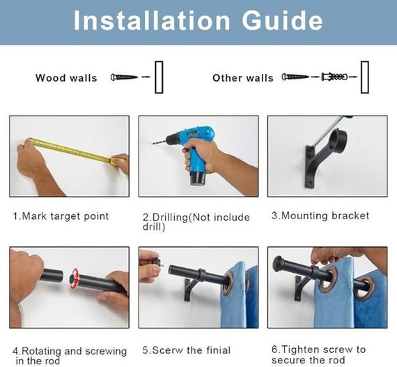 Матовий чорний карниз для вікон, одинарний телескопічний карниз, міцний карниз | Зображення 6