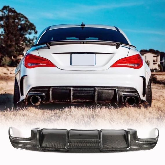 Диффузор заднего бампера V1 для AMG-Line / CLA45 AMG, Карбон для Mercedes CLA C117 2013-2019 гг