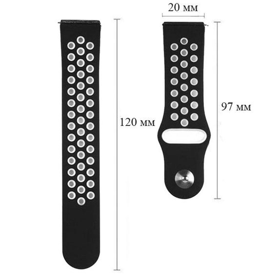 Спортивний ремінець Primo Perfor Sport годинника для Samsung Galaxy Watch Active / Active 2 - Black&White | Зображення 3