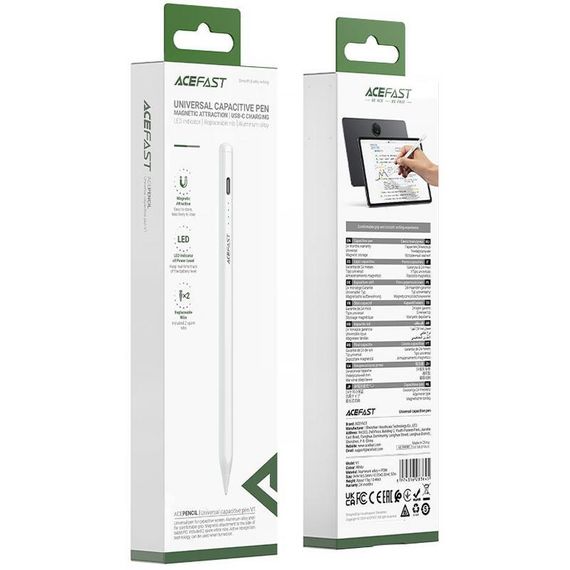Стилус Acefast V1 Universal Capacitive Pen White | Зображення 3