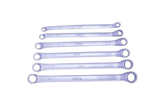 Набор ключей накидных двусторонних CrV 6х7,8х9,10х11,12х13,14х15,16х17мм (6шт) СИЛА