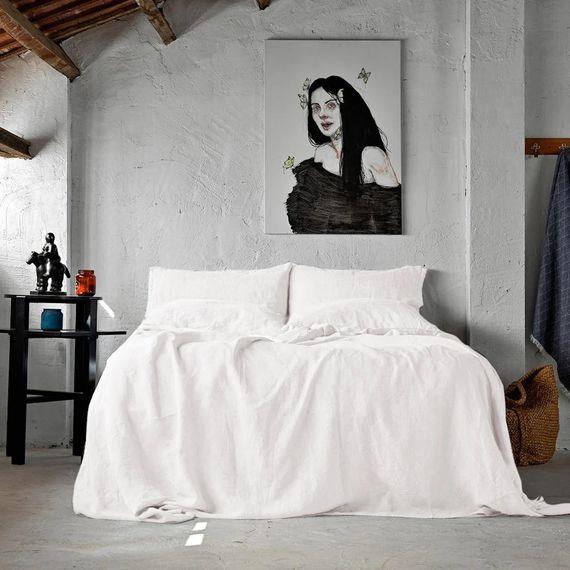 Простирадло SoundSleep Muse White Stonewash льон 150х200х30 см біле (2800004770286) | Зображення 1