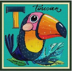Набір для вишивання за нанесеною на канву схемою "Big-billed Parrot". AIDA 14CT printed 40*40 см