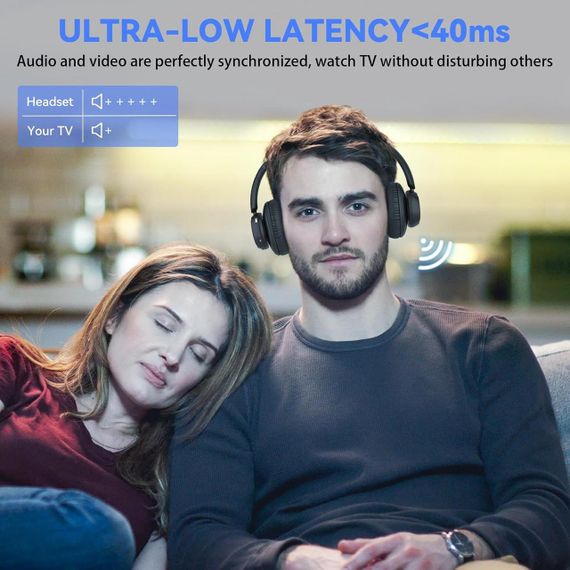 Навушники бездротові накладні ANSTEN для телевізора з базою-трансмітером, Bluetooth, гарнітура для перегляду ТБ | Зображення 1