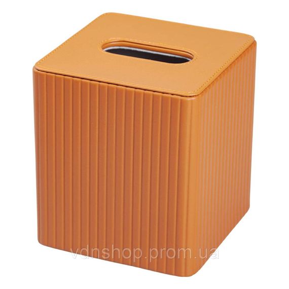 Серветниця з еко шкіри 13х13х14.5 см для кафе і ресторанів на стіл Коричнева HP-3-201BR | Зображення 2